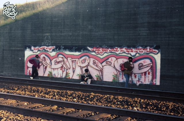 Greenpeace by Caze D, DoggieDoe, Jeen, Ruiz and Seeny - The Dark Roses - (photo) Glostrup, Denmark 14. July 1985